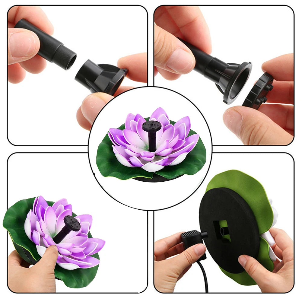 Lotus Solar Water Fountain Brushless Pump Floating Garden Fountain Solar Powered for Outdoor Bird Bath