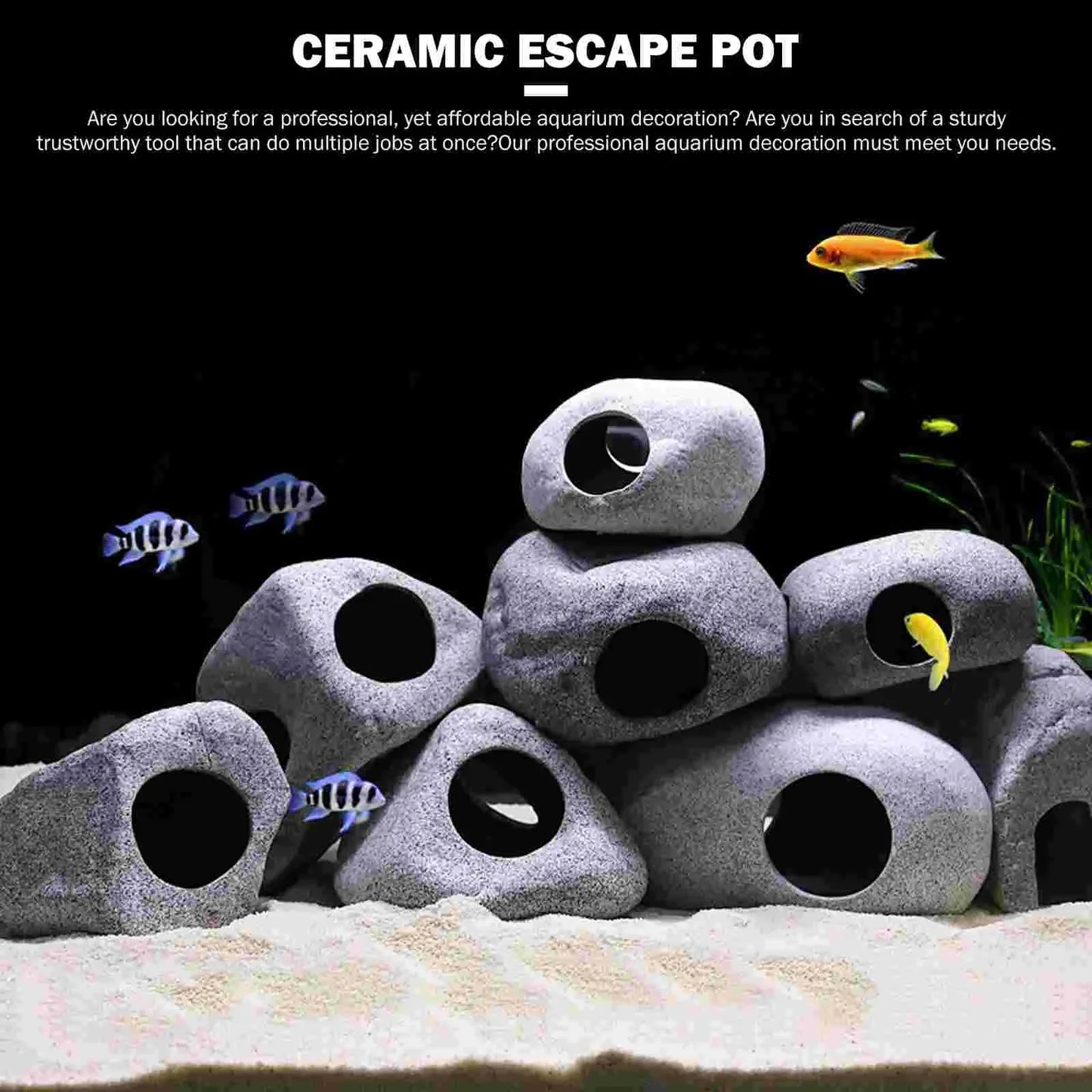 Ceramic Fish Eluding House Hiding Tank Cave Aquarium Shrimp Decoration Breeding Cave Pet Product Safe Easy