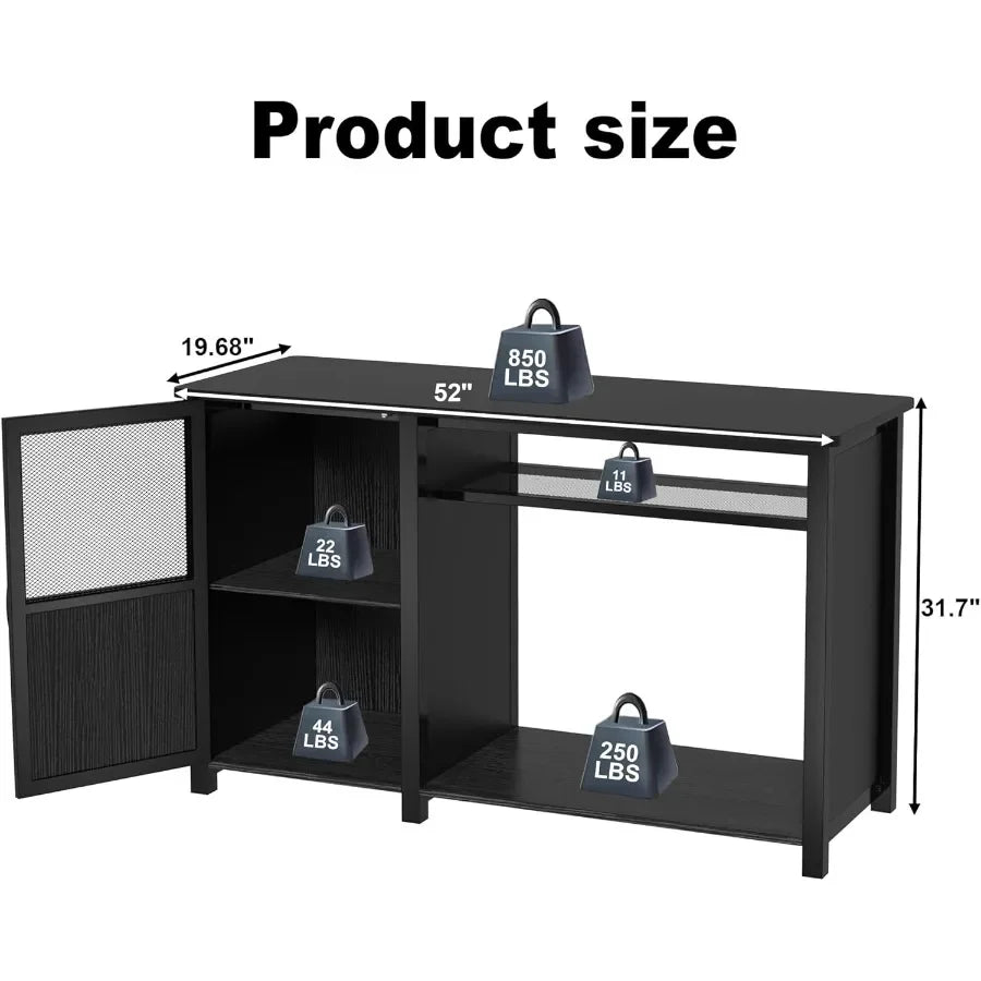 55 To 75 Gallon Aquarium Stand With Cabinet Storage And Heavy Duty Metal Frame 52 Inch Tabletop