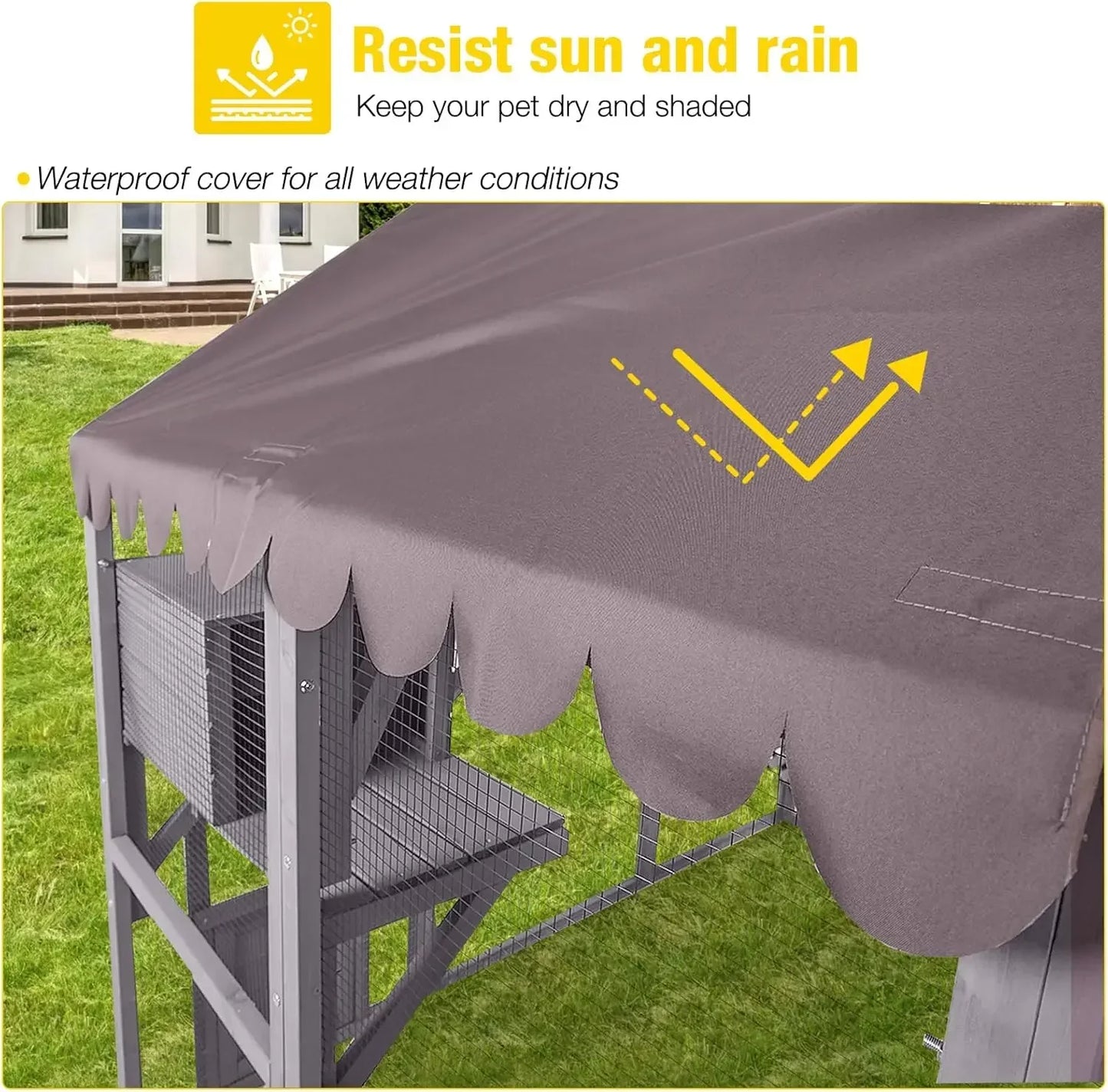 Cat Enclosure Outdoor Cat Catio Large Cat Run with Bridges, Walks, Small Houses, Roof Cover 28.27ft cat cage cat house