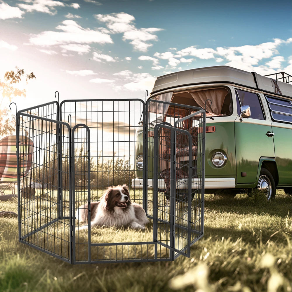 6 Panels Heavy Duty Metal Playpen with Door 39.37 Inch Dog Fence Pet Exercise Pen for Indoor and Outdoor Use