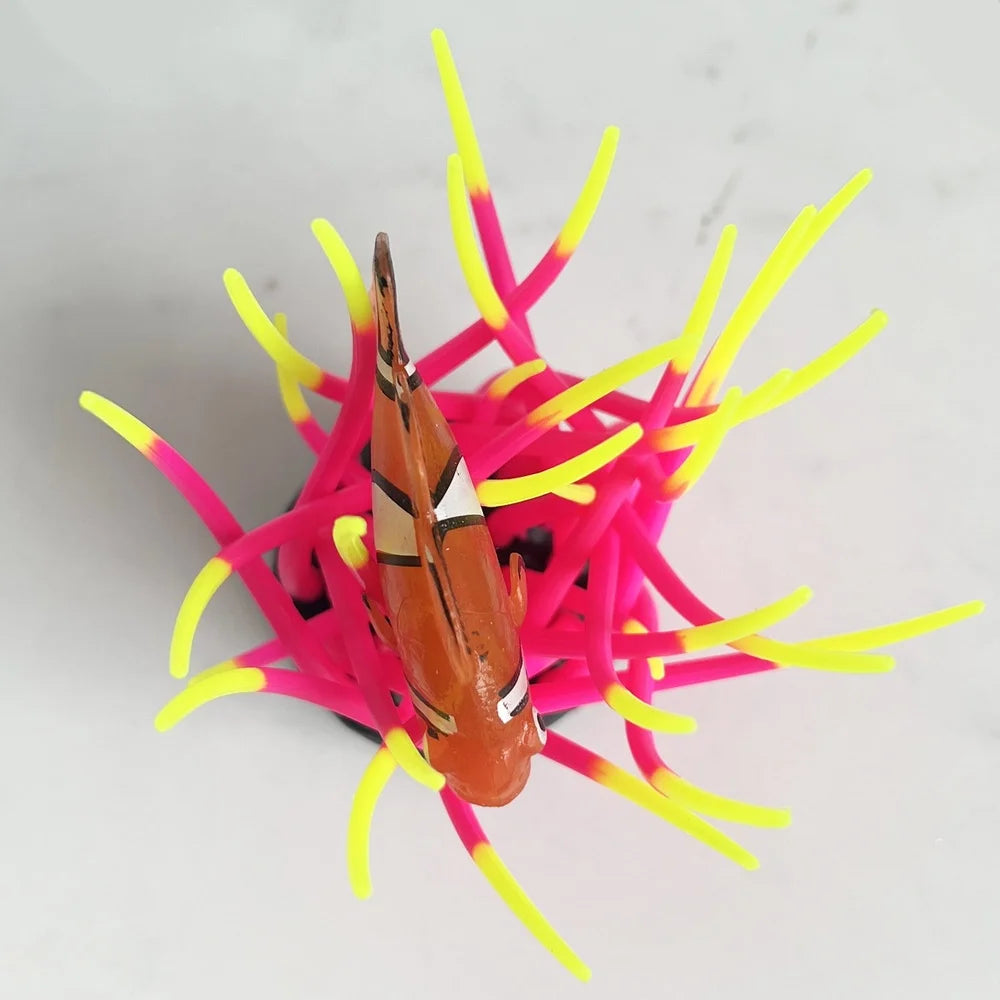 Multicolor Silicone Anemone Ornament With Moving Tentacles