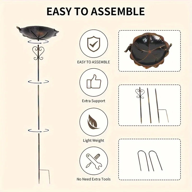 47.5" Metal Leaf-Shaped Bird Feeder Stake for Outdoors