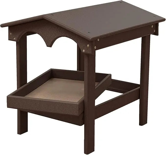 Recycled Plastic Large Raised Platform Covered Ground Fly Through Bird Feeder with Removable Seed Tray for Outdoors USA