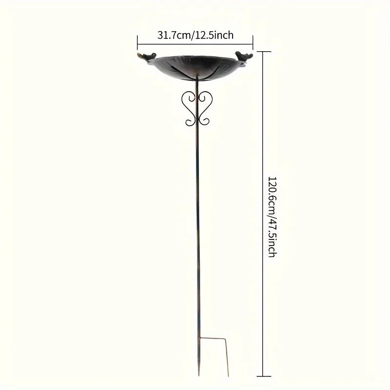 47.5" Metal Leaf-Shaped Bird Feeder Stake for Outdoors