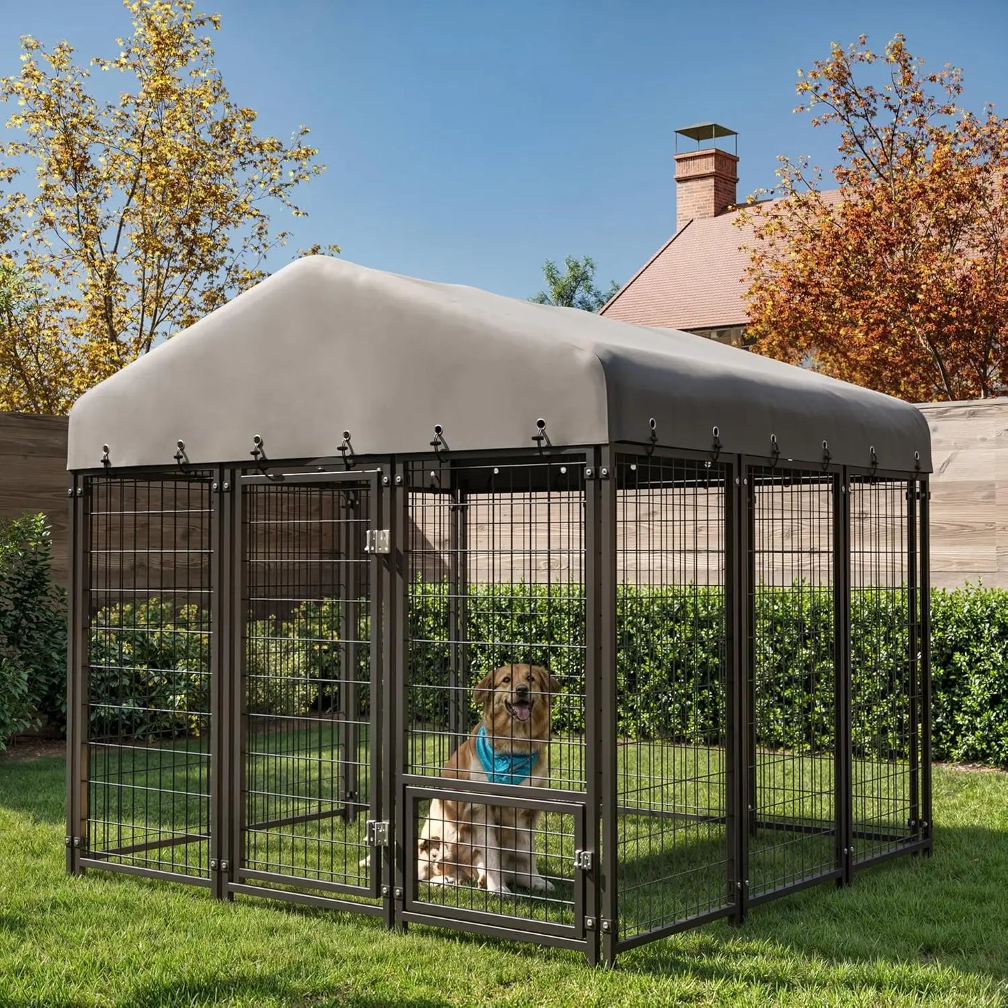Dog Kennel 10X10FT Outside Heavy-Duty Dog Cage with Roof