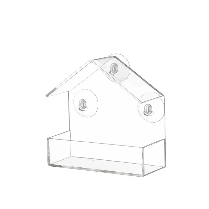 Transparent Window Bird Feeder With Suction Cups Feed Tray