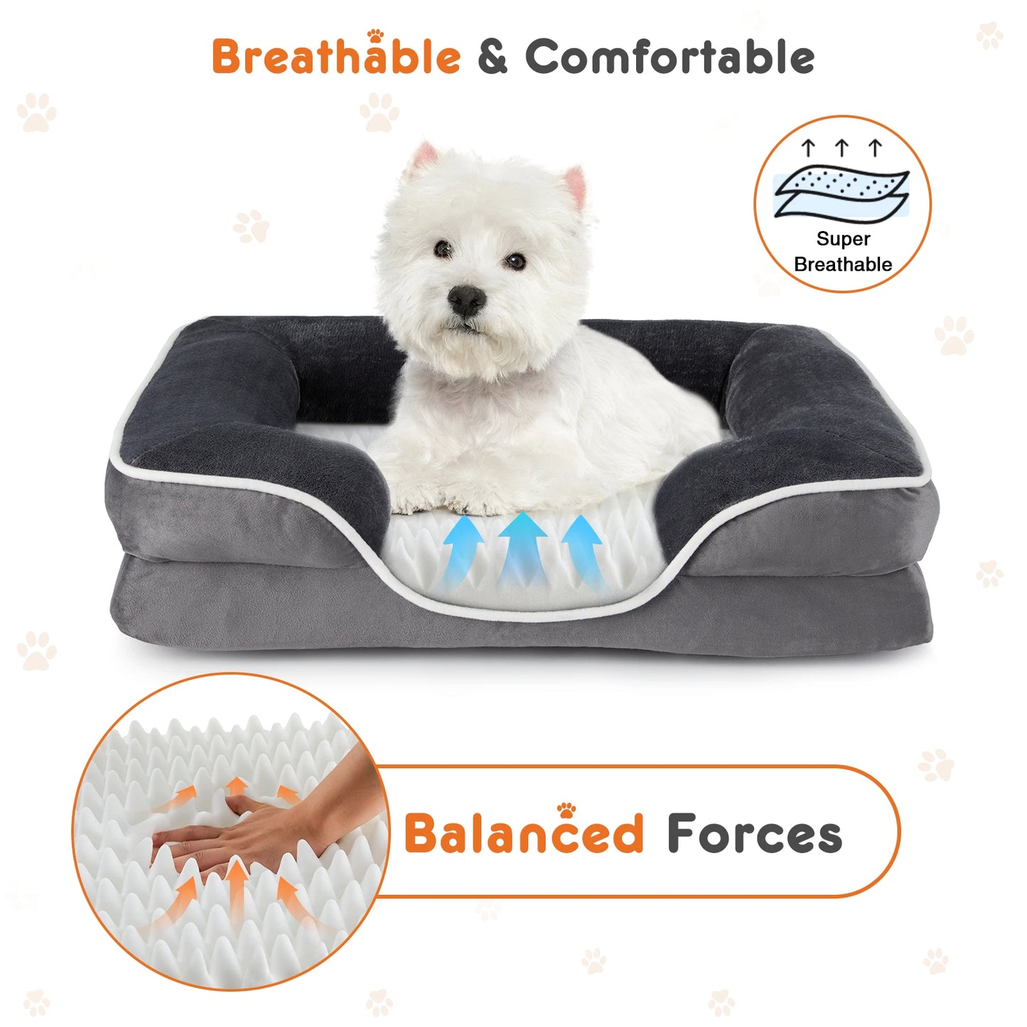 JHK Orthopedic Dog Bed Memory Foam Pet Bed for Small Dogs and Cats with Washable Cover Non Slip Base Waterproof Liner