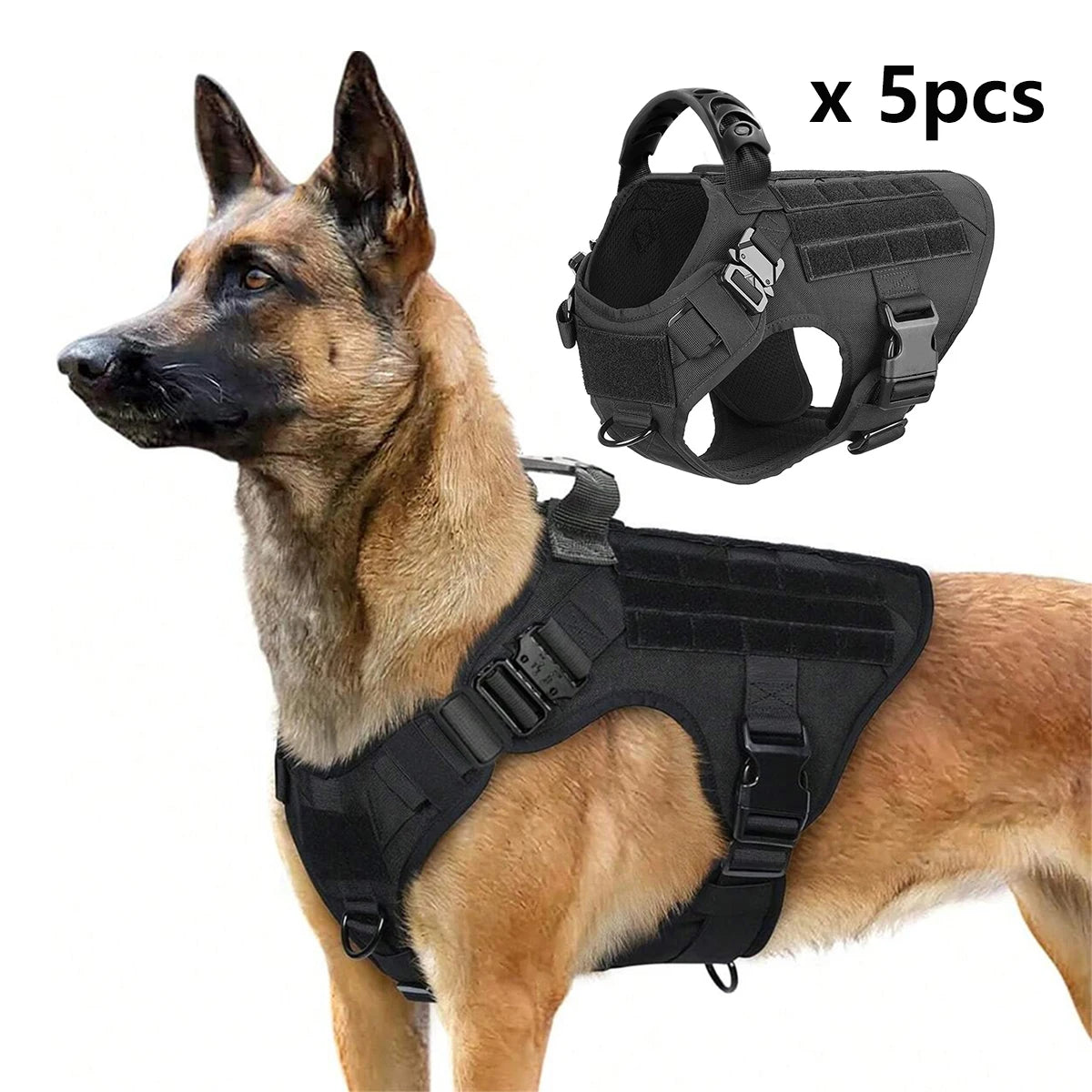 5 Pieces Large Dog Harnesses for German Shepherd and Malinois Training and Walking Vests for Medium and Large Dogs