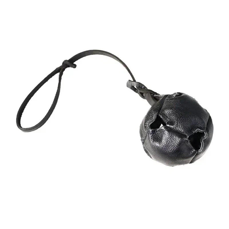 Leather Dog Training Ball Toy with Handle Soft Puppy Reward Fetch Catch Tug Toy