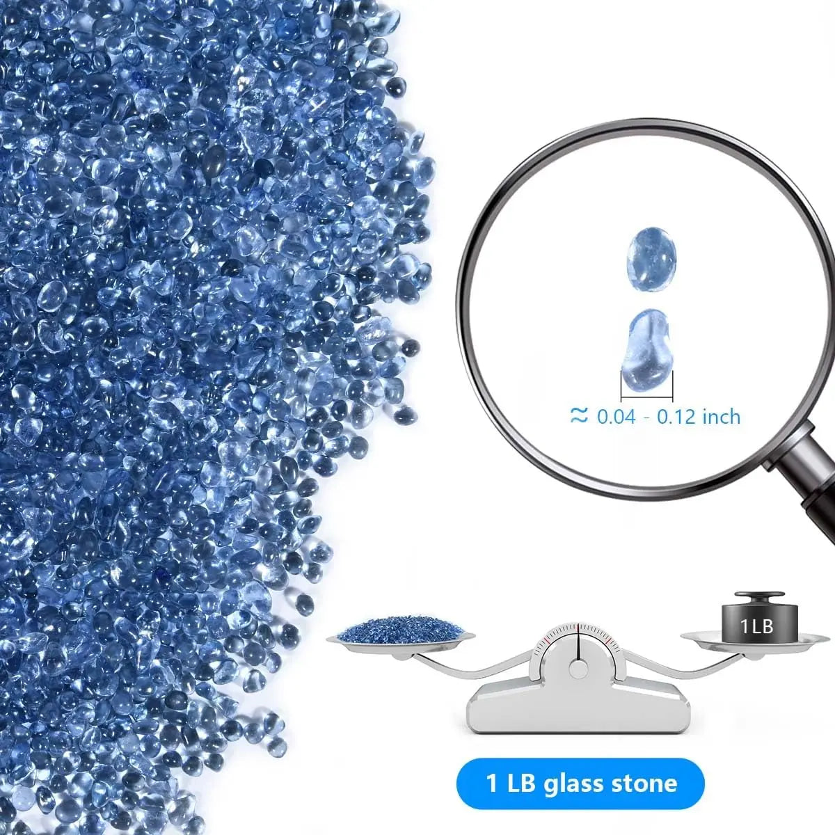 One Pound Clear Sea Glass Stones Aquarium Gravel Decor