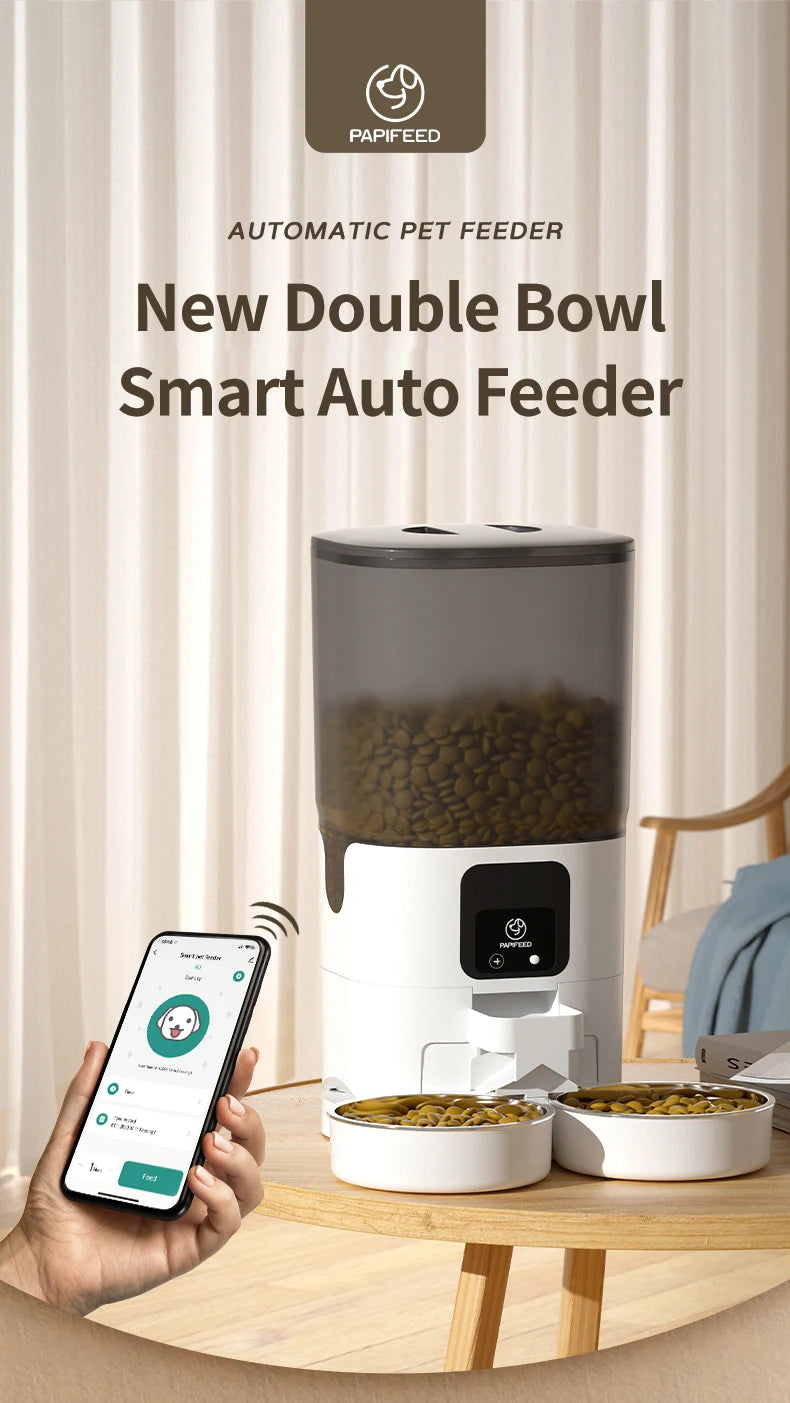 PAPIFEED Cat Double Bowl Smart Automatic Feeder 7L Capacity