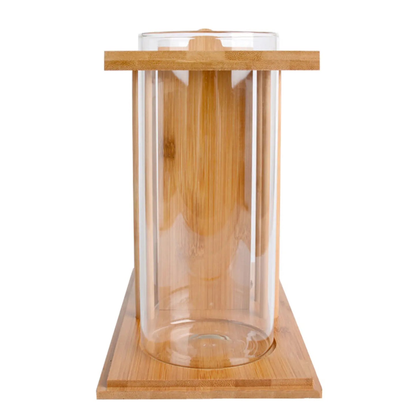 Glass Betta Fish Tank Bamboo Base Mini Aquarium Fish Tank For Desktop