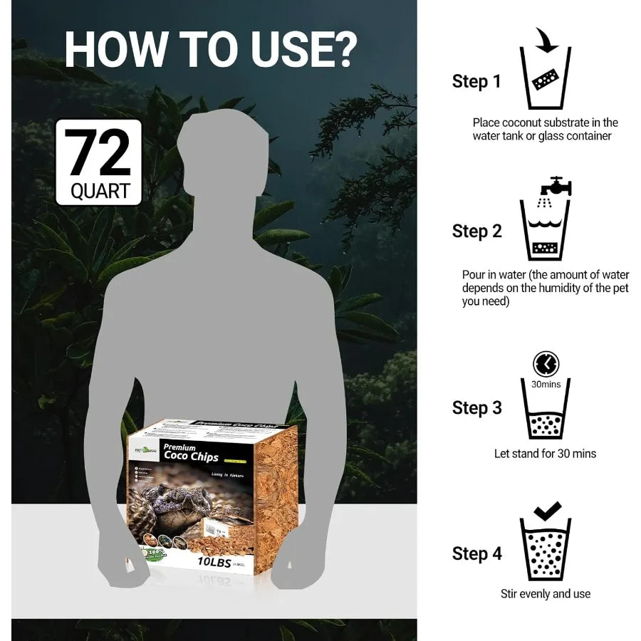 72 Quart Coconut Chip Substrate Reptile Bedding For Ball Pythons Geckos Frogs