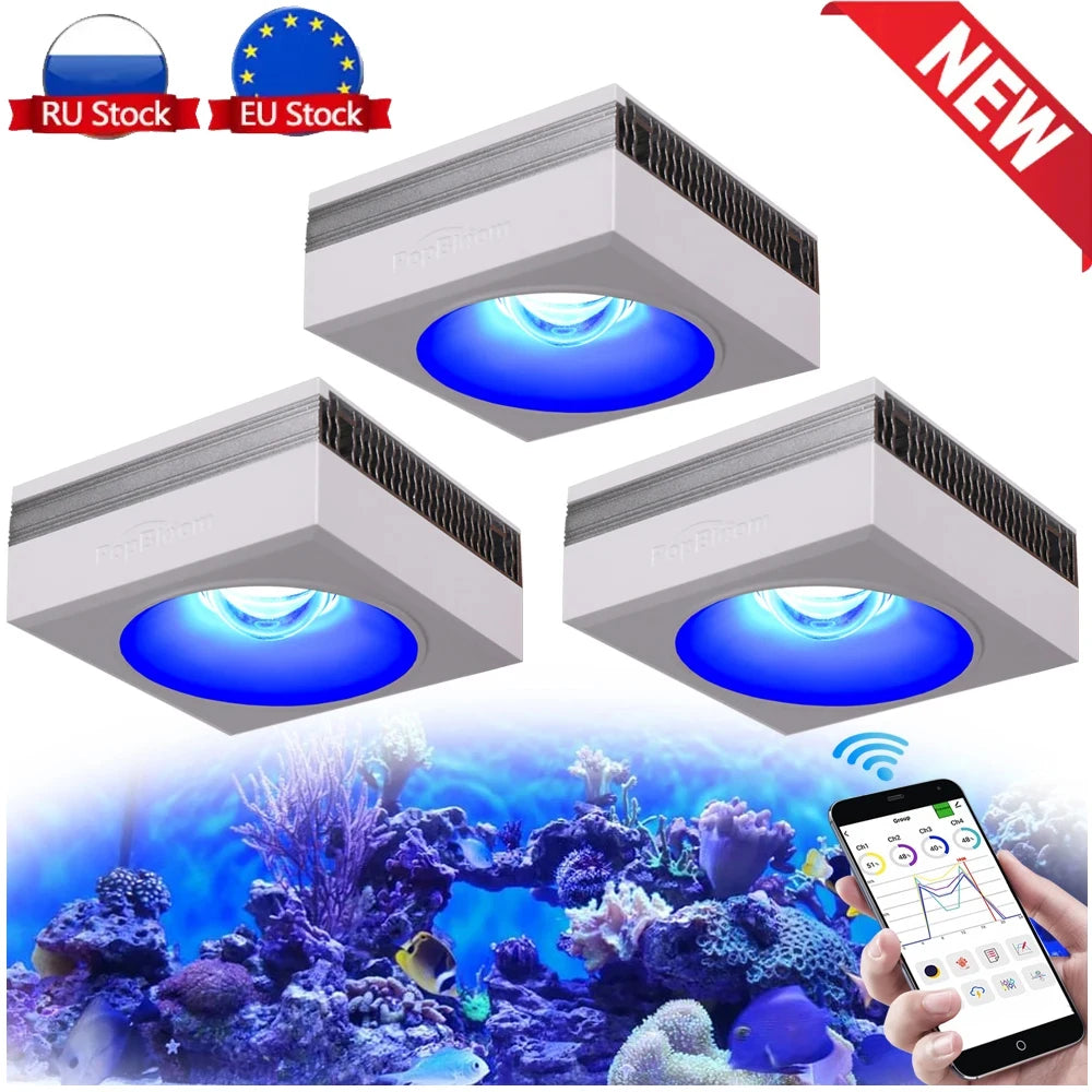 PopBloom RL90 WiFi Aquarium LED Lighting 100W Coral Reef Grow Light for Saltwater SPS LPS Marine Fish Tank