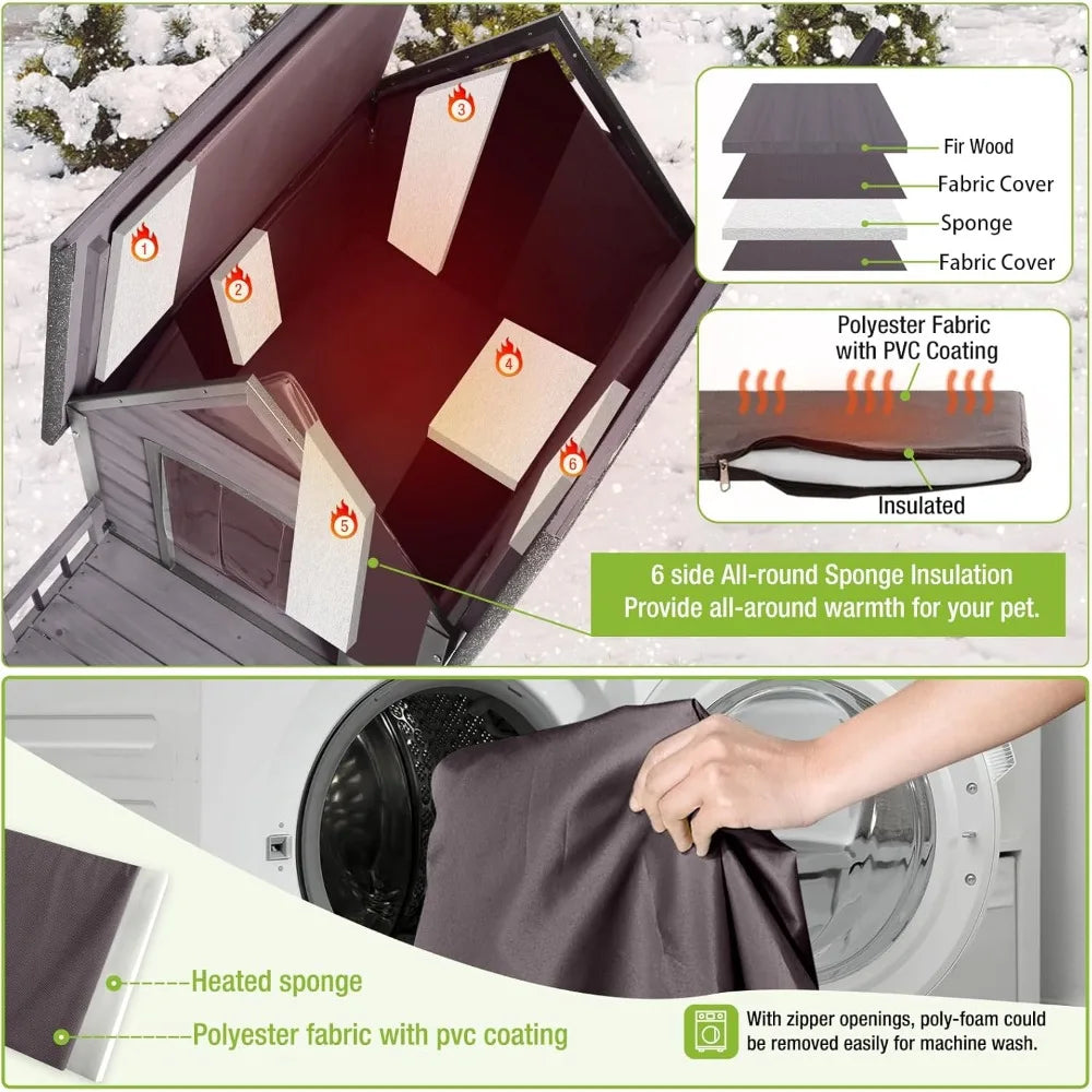 Outdoor Dog House 100 Percent Insulated Dog Kennel with Liner for Winter Thick Material Metal Frame Waterproof