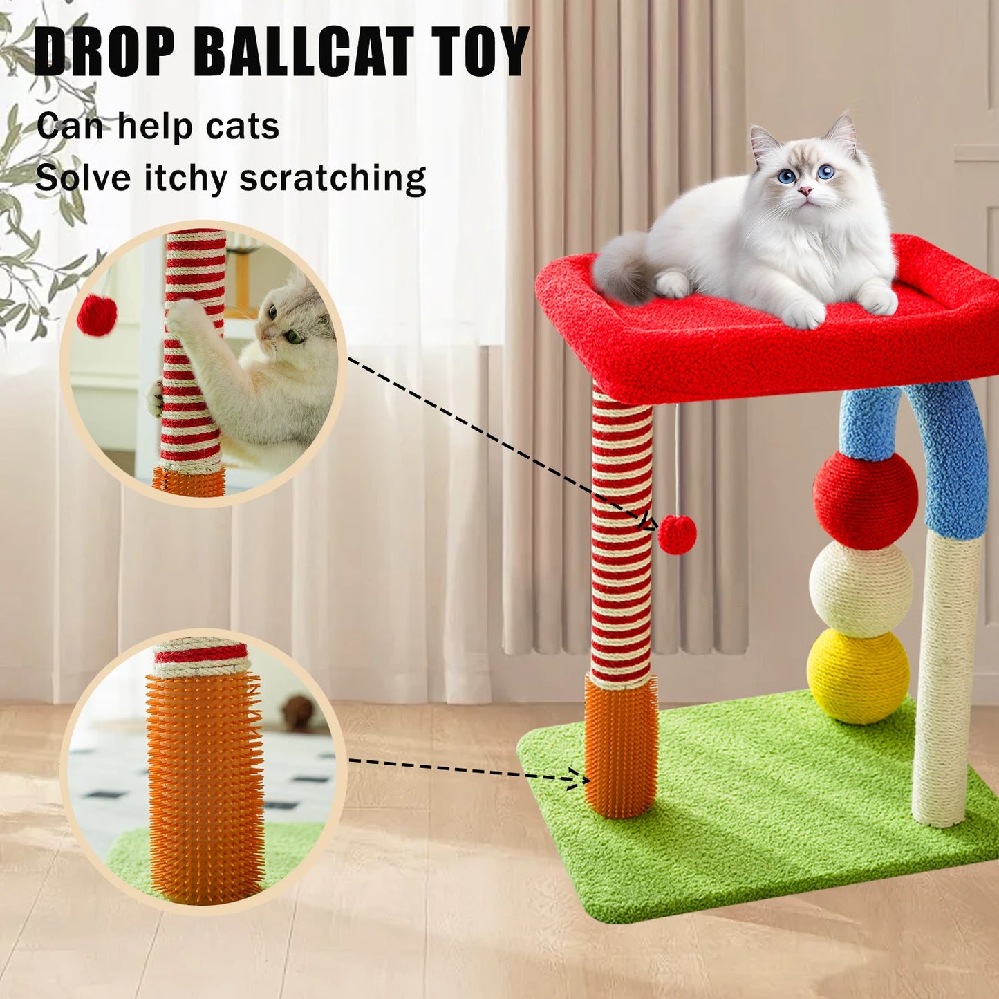Indoor Cat Tree Tower With Scratching Post And Cozy Beds
