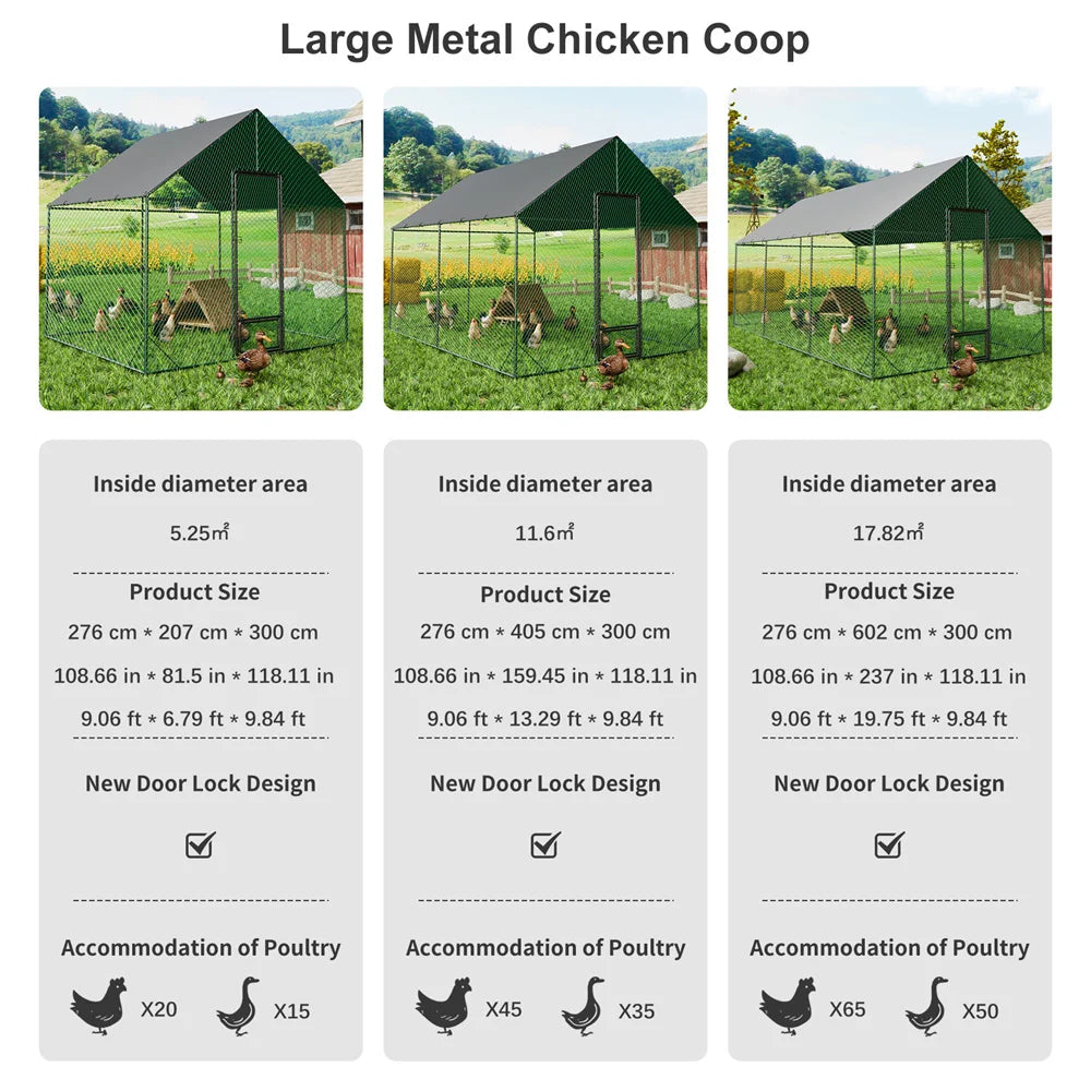 Heavy Duty Chicken Coop Metal Run With Waterproof Cover