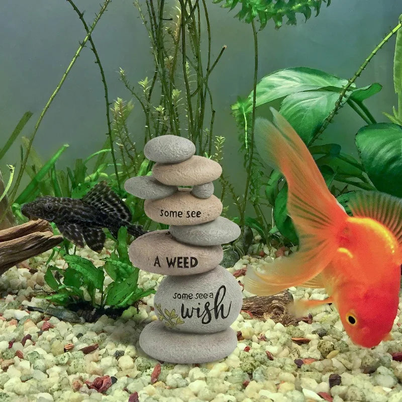 Garden Stones Outdoor Decor Stacked Rocks Resin Cairn Stones Statue for Japanese Zen Garden Decor and Fish Tank Aquarium
