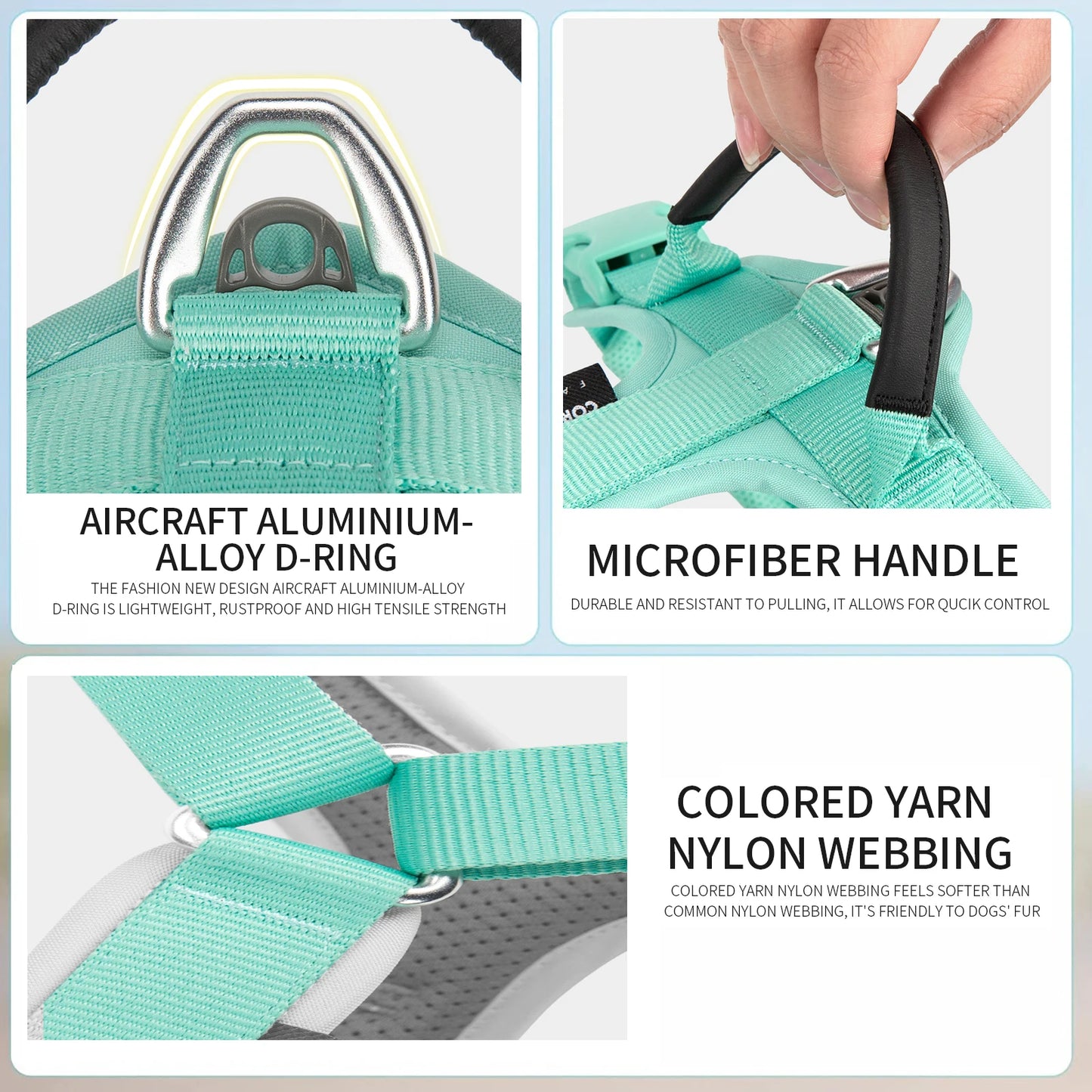 Small Combination No Pull Dog Harness Adjustable Nylon Reflective Vest for Comfortable Control Walking and Running Accessories
