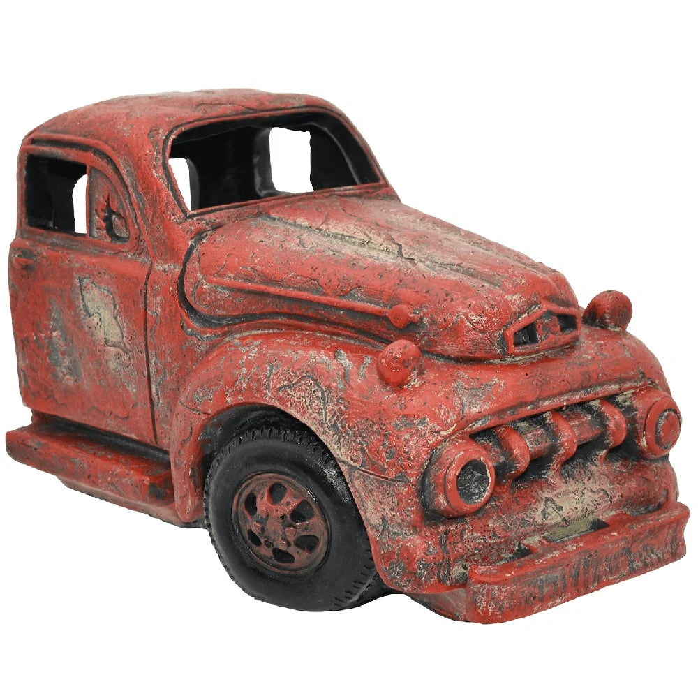 Nostalgic Red Pickup Truck Aquarium Decor Safe Ornament