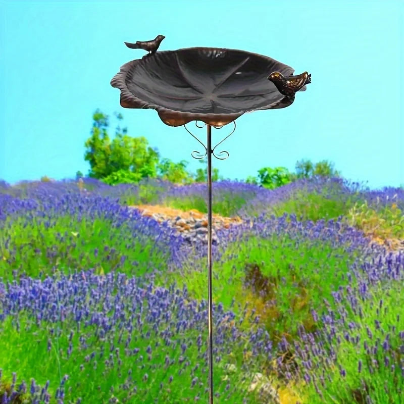 47.5" Metal Leaf-Shaped Bird Feeder Stake for Outdoors