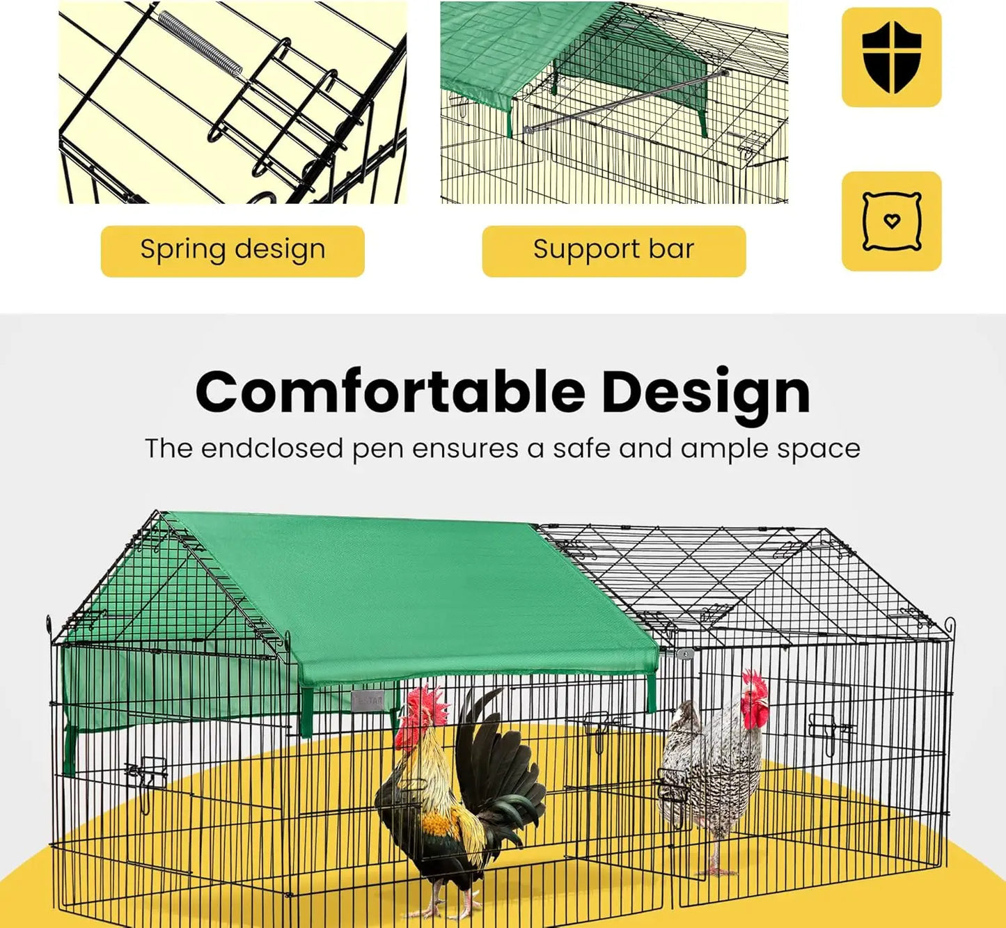 71” x 30” Foldable Outdoor Metal Coop Chicken Cage Enclosure