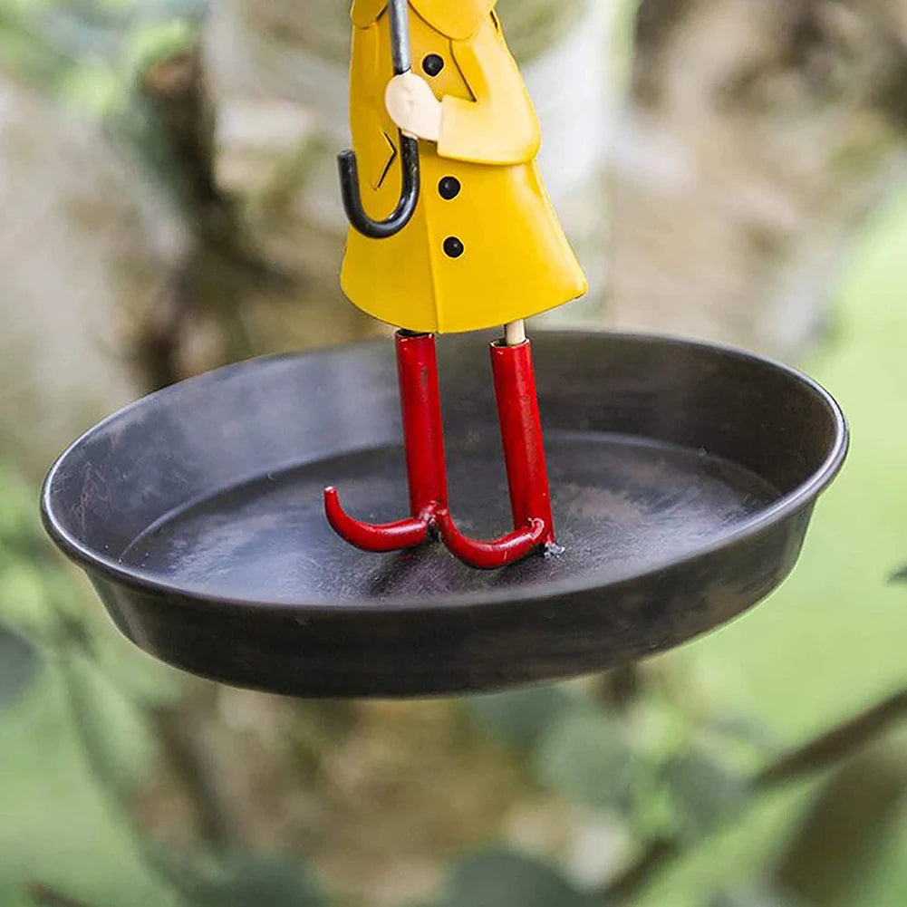 Hanging Bird Feeder Creative Bird Feeders Girl with Umbrella Tray Outdoor Garden Yard Decoration