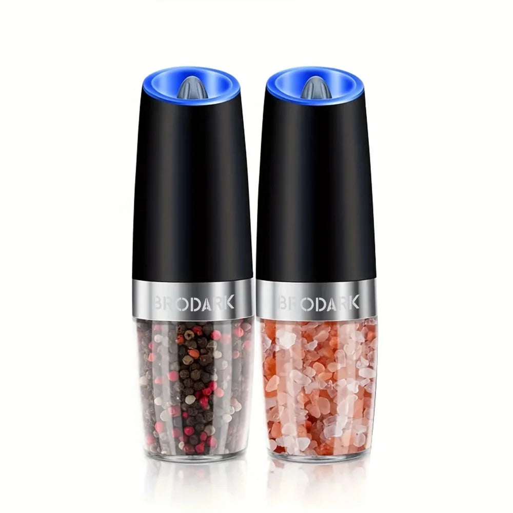1/2Pcs Gravity Electric Salt And Pepper Grinder Set Battery Powered LED Light One Hand Automatic Operation