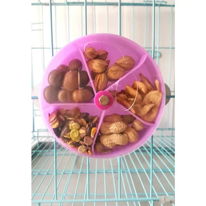Toy Parrot Chewing Rotate Wheels Bite Birds Foraging Food Box Cage Feeder