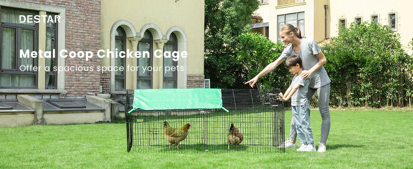 71” x 30” Foldable Outdoor Metal Coop Chicken Cage Enclosure