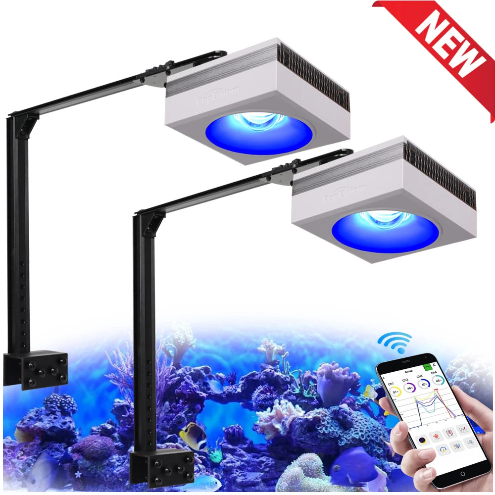 New PopBloom RL90 WiFi LED Aquarium Light Full Spectrum Reef Light for Saltwater Coral Growth in Marine Aquarium Tank