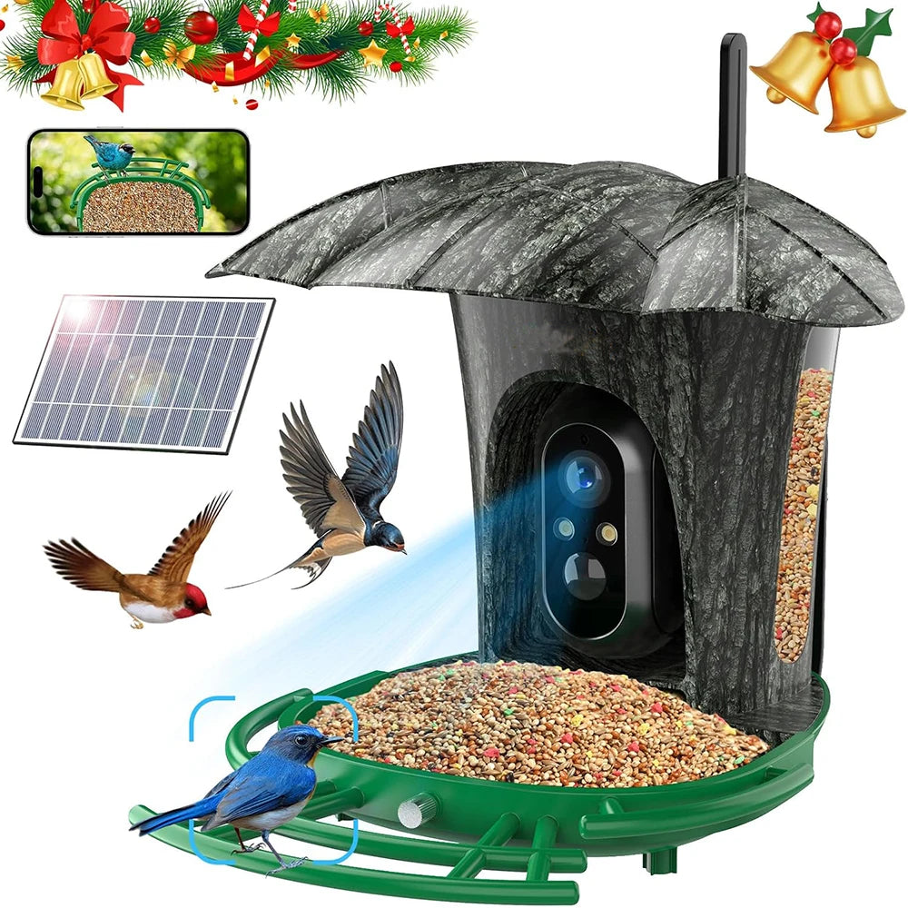 Smart Bird Feeder with Camera Outdoor Bird Watching Camera 1080P HD AI Wildlife Identification