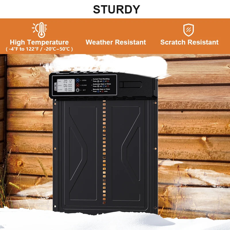 Large Size Automatic Chicken Coop Door New with Timer LCD Screen 3AA Battery Powered