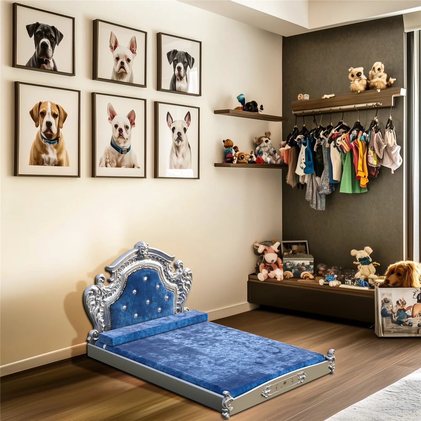 Bingopaw Luxury Pet Bed with Headboard for Medium Dogs