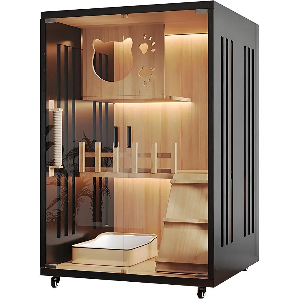 Modern Cat House Villa Extra Large Wooden Cattery Cage