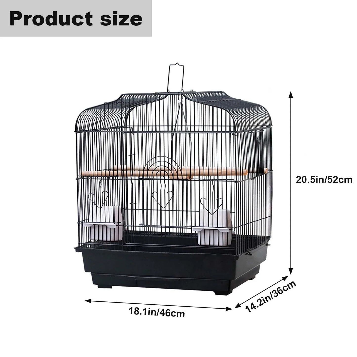 Travel Bird Cage Carrier With Handle Standing Pole Food Container Swing For Cockatiels Small Parrots Canaries