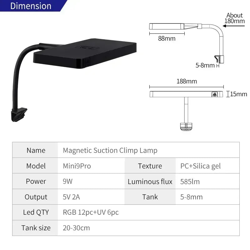 WEEK AQUA USB Aquarium Light Plant Grow Full Spectrum LED