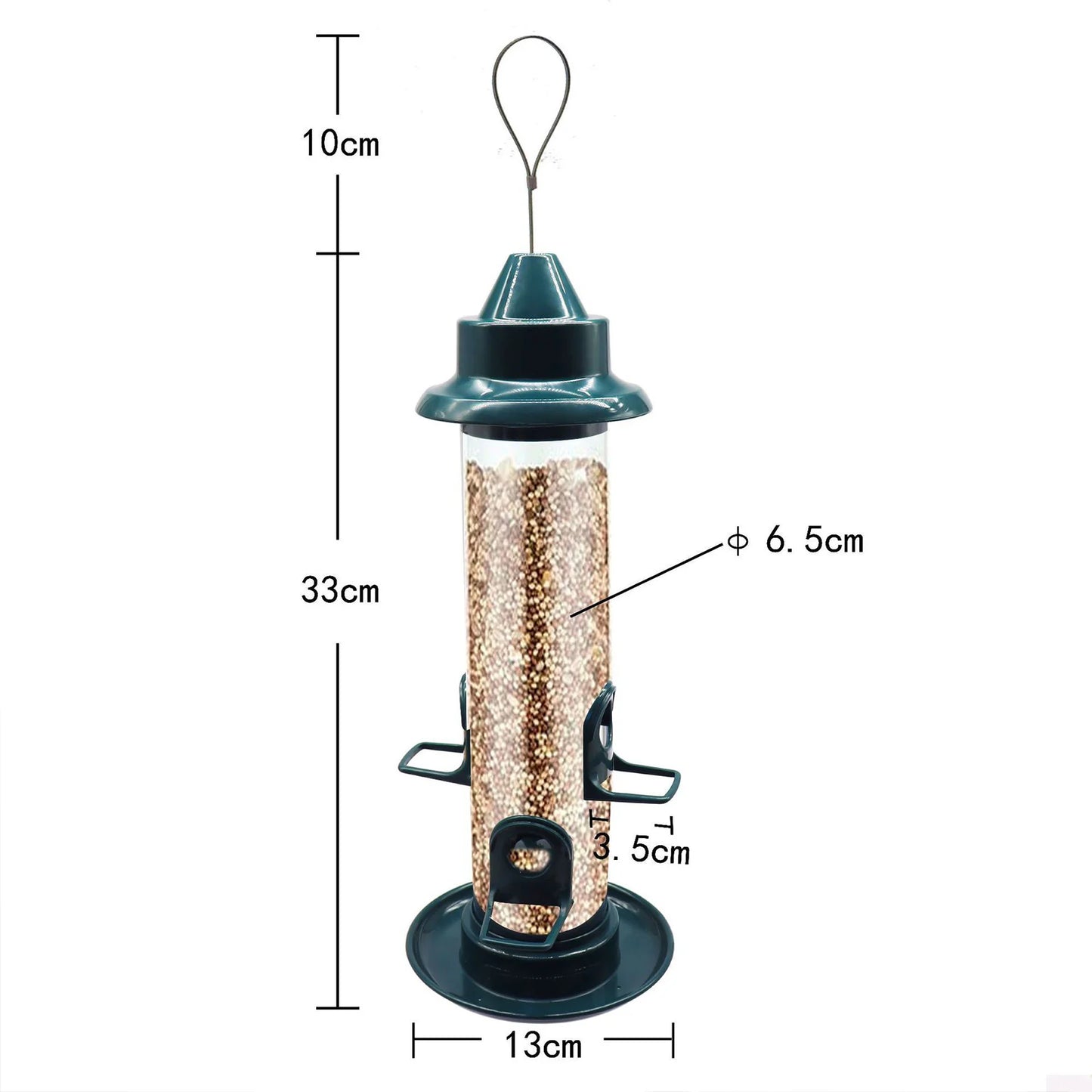 Bird Feeder for Outdoors Hanging Squirrel Proof Wild Bird Feeder with Four Feeding Ports Tube For Garden Yard