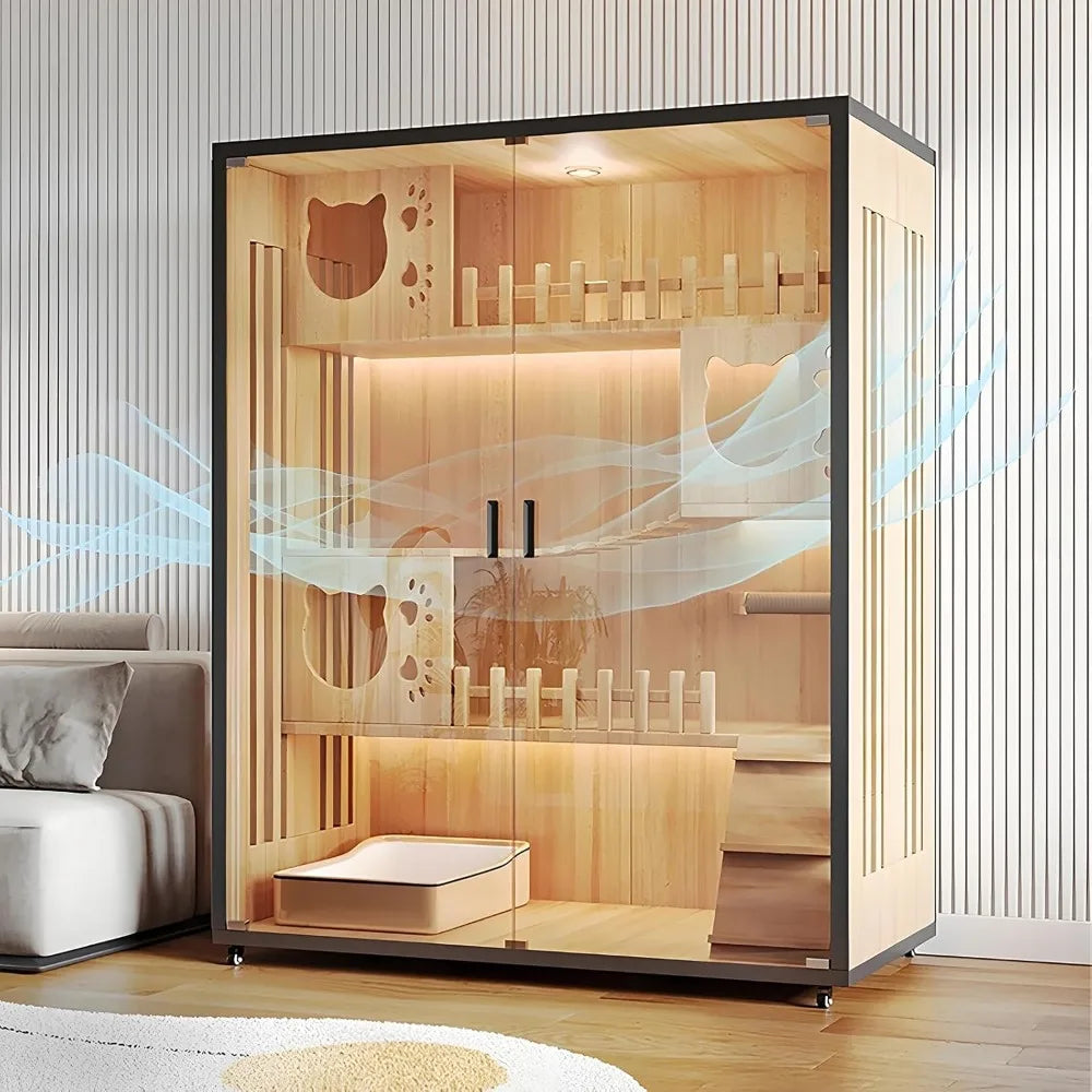 Modern Cat House Villa Extra Large Wooden Cattery Cage
