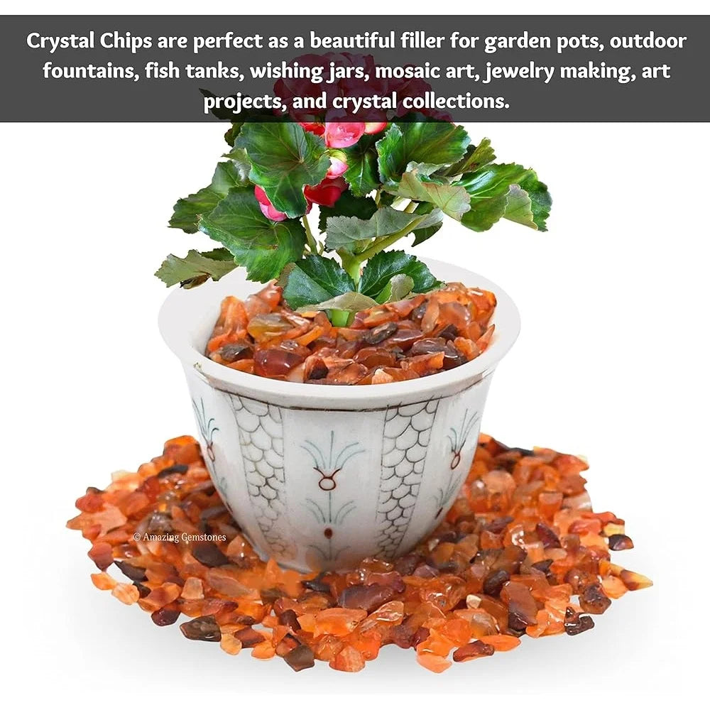 Carnelian Crystal Chips Natural Aquarium Gravel Tumbled Stones Fish Tank Decor Authentic Gemstones Bulk Rocks