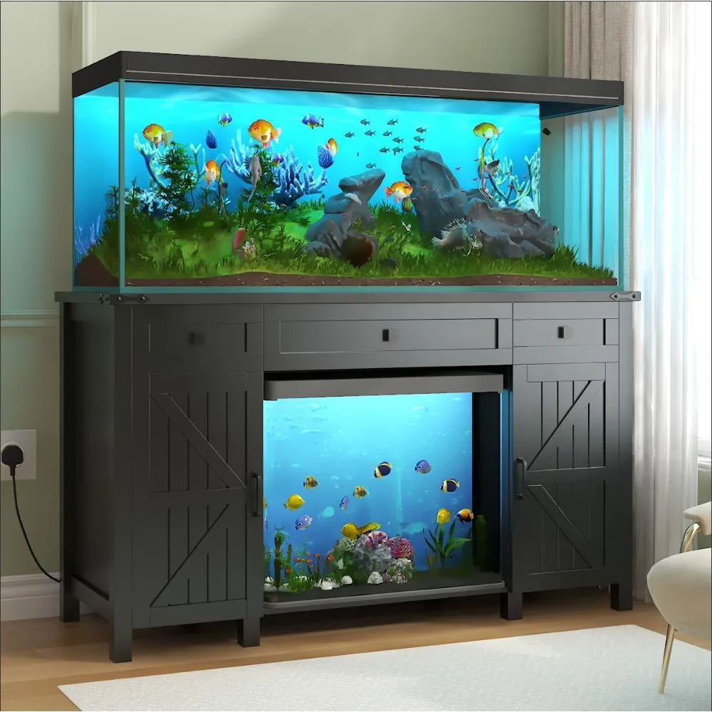55-75 Gallon Aquarium Stand With Charging Station Farmhouse Fish Tank Stand Reptile Tank Stand Terrarium Stand With Drawer