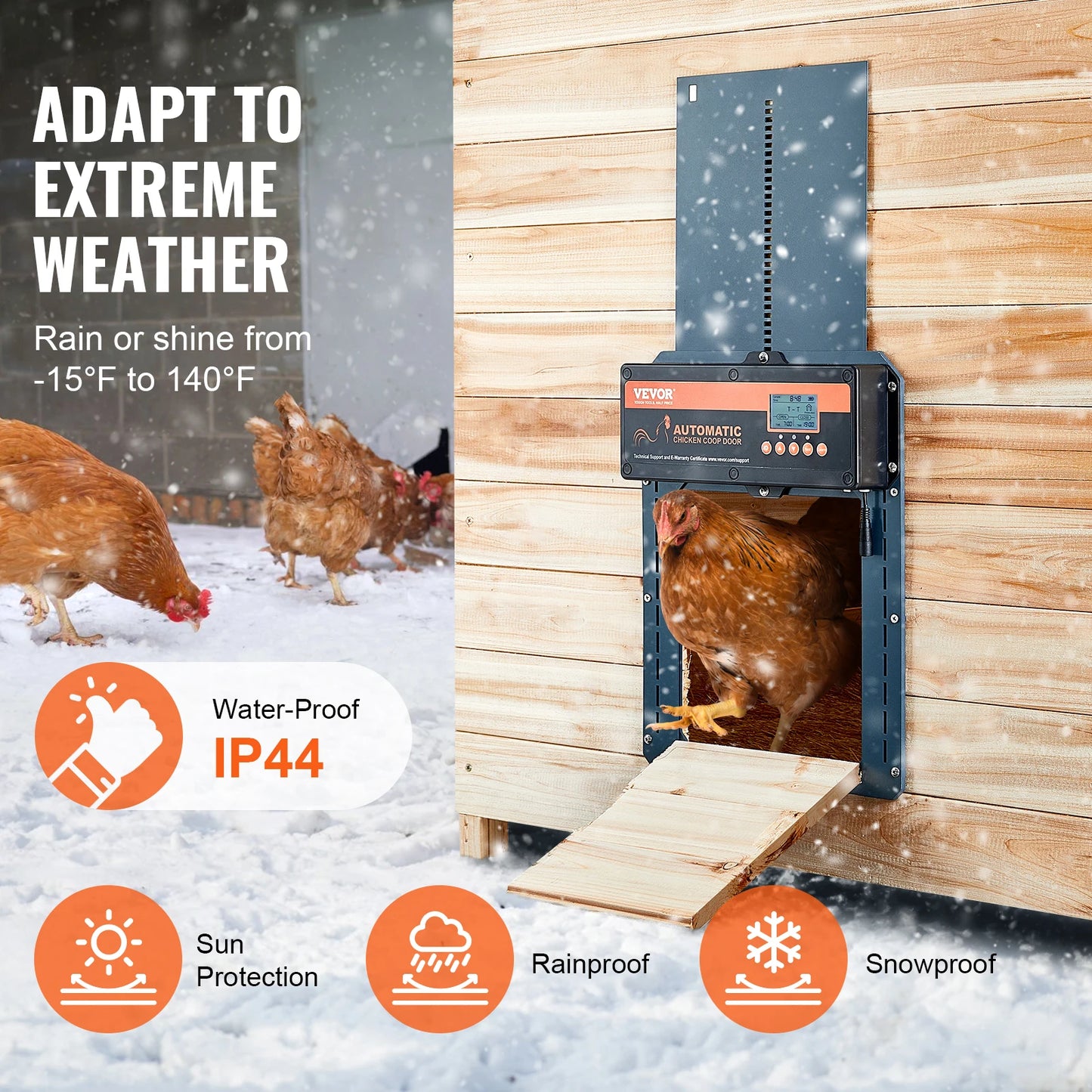 SucceBuy Automatic Chicken Coop Door with Light Sensing Remote Control Battery Powered Chicken Door Opener