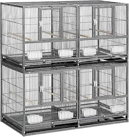 Double Story Divided Breeder Bird Cage for Small Parrots Parakeets Canaries Cockatiels Lovebirds Finches Budgies Quaker Black