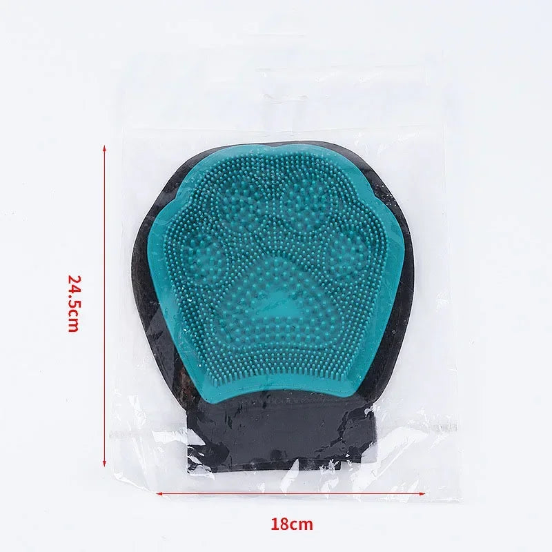 Dog Cat Hair Comb Cleaning Brush Dual Sided Massage Hair Removal Bath Glove Blue Pet Grooming Tool