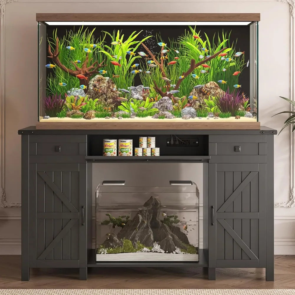 55-75 Gallon Aquarium Stand With Charging Station Farmhouse Fish Tank Stand Reptile Tank Stand Terrarium Stand With Drawer