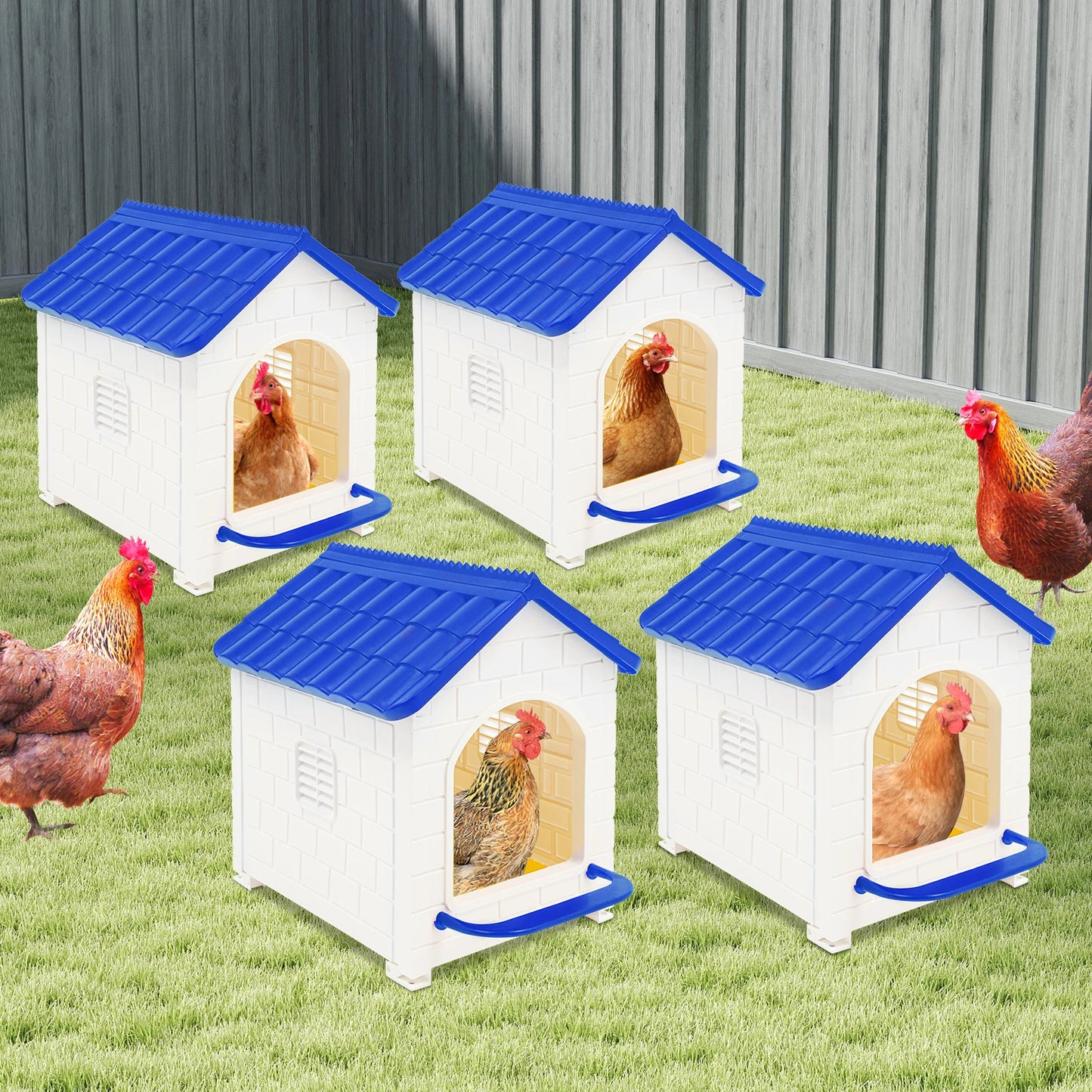 Blue Plastic Egg Box Nesting Box With Nest Pad 4 Pack