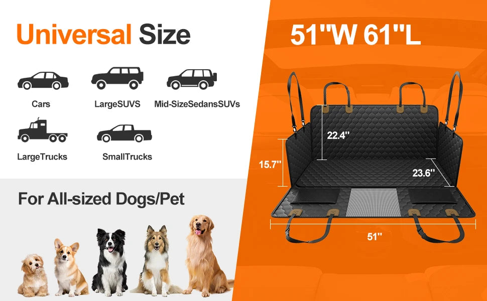 Waterproof Pet Travel Accessories Foldable Dog Car Seat Protector
