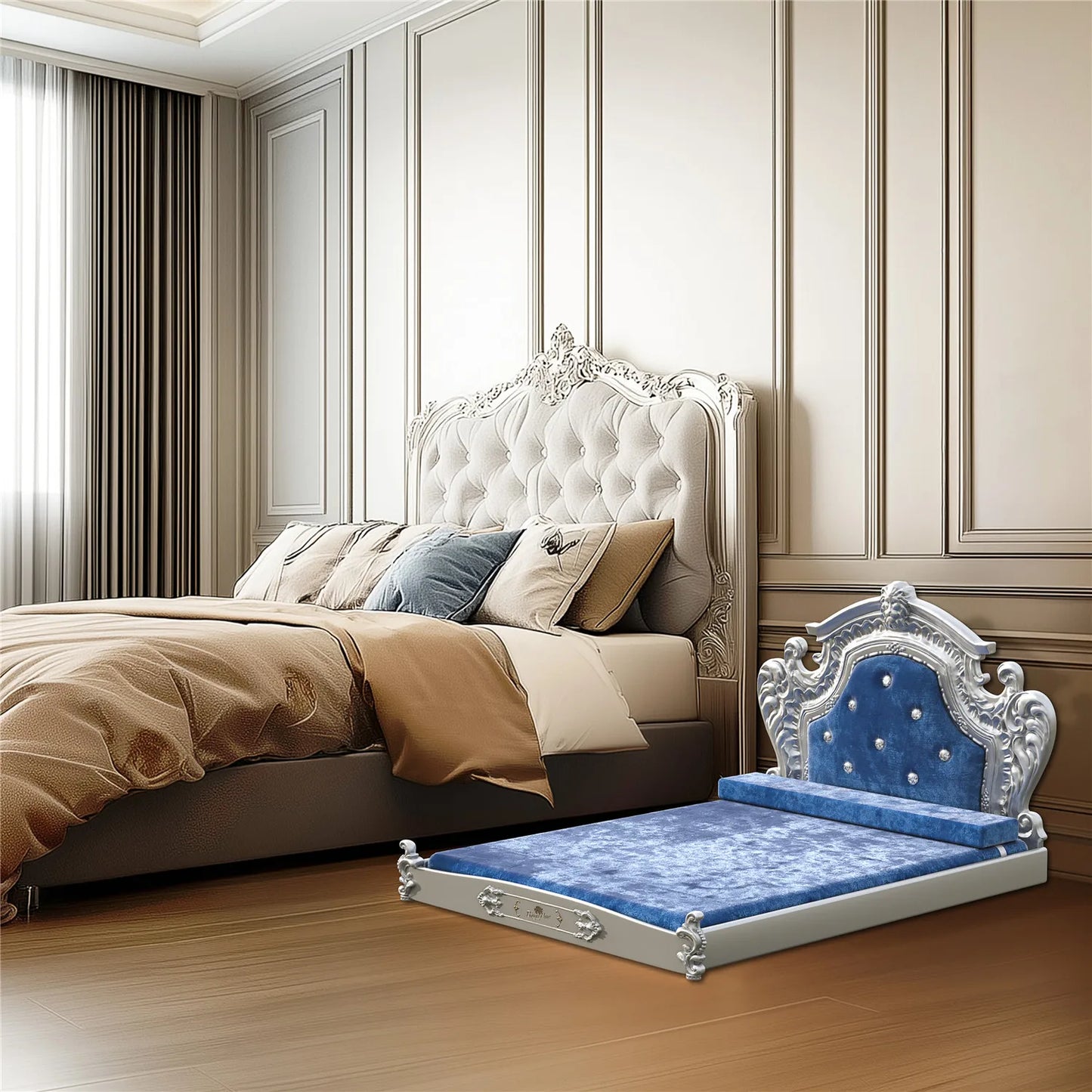 Bingopaw Luxury Pet Bed with Headboard for Medium Dogs