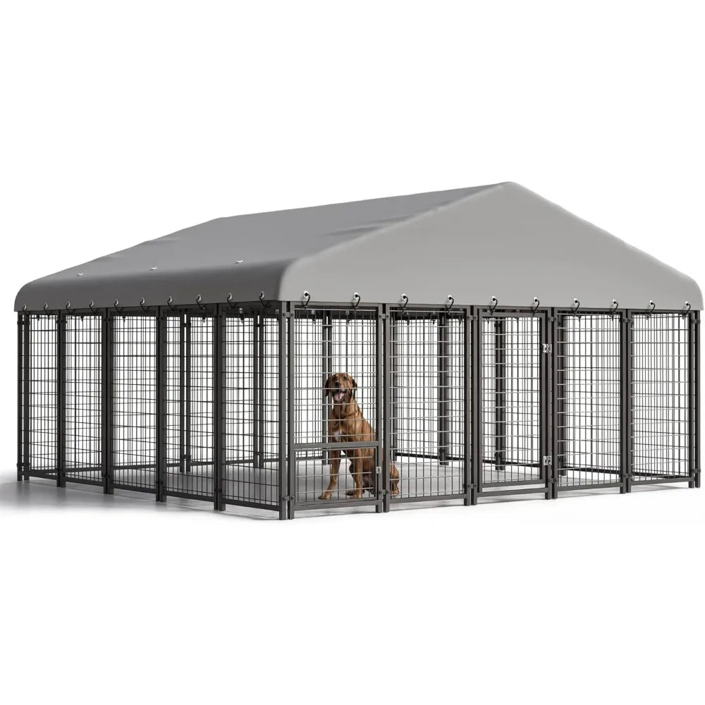 Dog Kennel 10X10FT Outside Heavy-Duty Dog Cage with Roof